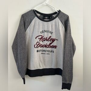 Harley Davidson Motorcycles Sz L Colorblock Sweatshirt Black Gray Biker